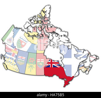 ontario on administration map of canada with flags Stock Photo
