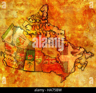 Saskatchewan on administration map of canada with flags Stock Photo