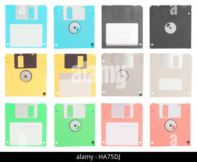 set of floppy disk isolated Stock Photo