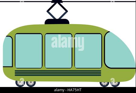 colorful silhouette with trolley car vector illustration Stock Vector