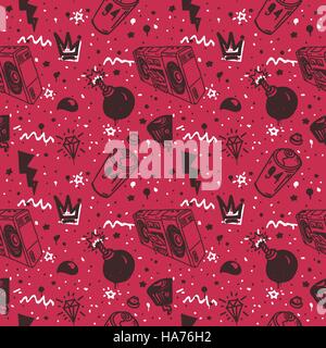 Graffiti Seamless Pattern Color Stock Vector