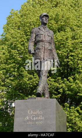 Charles-de-Gaulle statue by Jean Cardot Warsaw Poland Stock Photo
