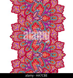 Indian ethnic seamless border with hand drawn ornament Stock Vector