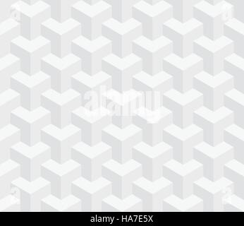 Neutral Isometric Seamless Pattern. 3D Optical Illusion White Background Texture. Editable Vector EPS10 Illustration. Stock Vector