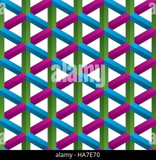 Multicolor Isometric Seamless Pattern. 3D Optical Illusion Background Texture. Editable Vector EPS10 Illustration. Stock Vector