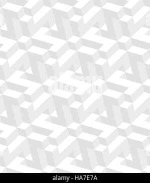 Neutral Isometric Seamless Pattern. 3D Optical Illusion White Background Texture. Editable Vector EPS10 Illustration. Stock Vector