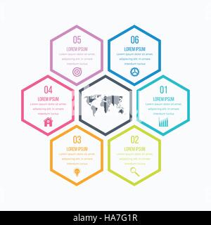 Vector illustration infographics six hexagons Stock Vector