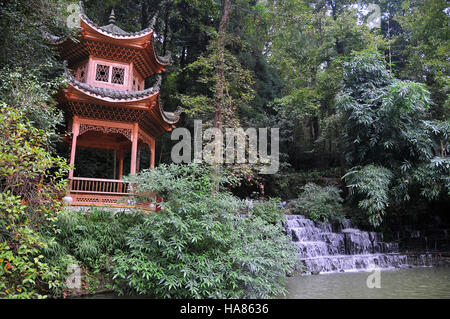 The beautiful Dragon Palace (Loong Palace) and its surroundings is the largest water limestone cave destination in China. Stock Photo