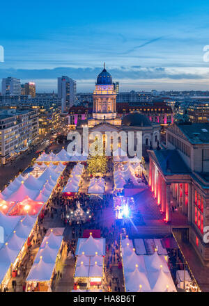 Evening view of traditional Christmas Market at Gendarmenmarkt in Berlin, Germany Stock Photo