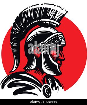Roman soldier or Gladiator inside circle. Vector illustration Stock Vector