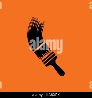 Paint brush icon. Orange background with black. Vector illustration. Stock Vector