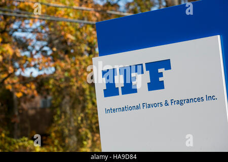 A logo sign outside of a facility occupied by International Flavors & Fragrances (IFF) in Dayton, New Jersey on November 6, 2016. Stock Photo