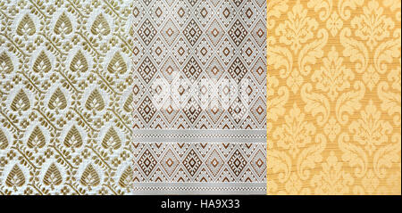 four handmade Thai style fabric background texture Stock Photo
