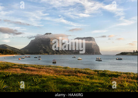 View of Mt Gower and Mt Lidgbird, Lord Howe Island, NSW, Australia Stock Photo