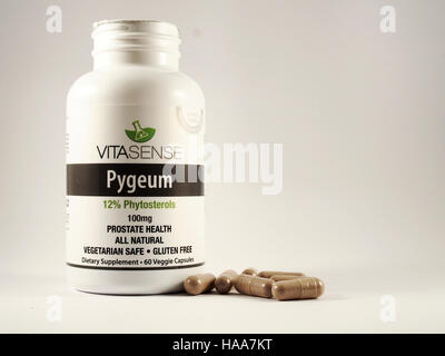 VitaSense Pygeum capsules. Pygeum is used for treating symptoms of enlarged prostate Stock Photo