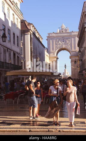 People walking near Arco da Rua Augusta Lisbon Portugal Stock Photo