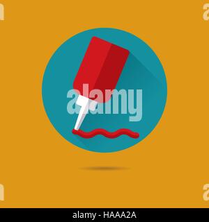 ketchup squeeze bottle flat design long shadow vector icon Stock Vector
