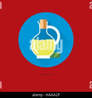 olive oil carafe flat design long shadow vector icon Stock Vector
