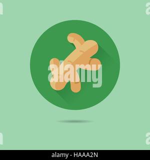 ginger root flat design long shadow vector icon Stock Vector