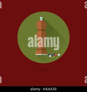 pepper grinder and peppercorns flat design long shadow vector icon Stock Vector