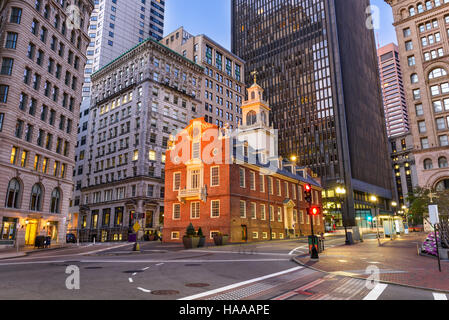 Boston, Massachusetts, USA cityscape at the Old State House. Stock Photo