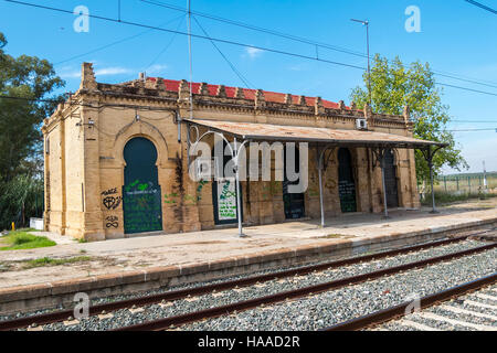 Old abandoned train station Stock Photo