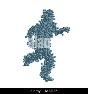 3d pixel running man .Isolated on white background. Vector illustration. Stock Vector