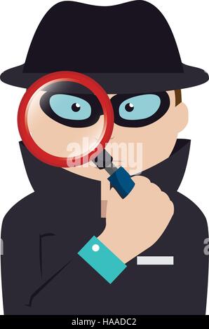 detective agent with magnifying glass vector illustration design Stock Vector