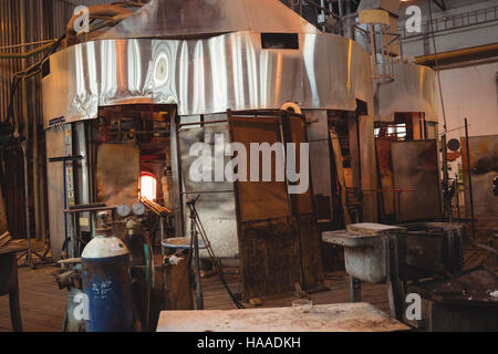 Empty workstation and glassblowers oven Stock Photo