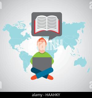 online training education-student e-learning vector illustration eps 10 Stock Vector