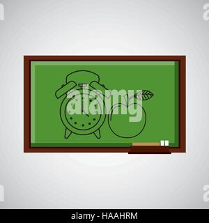 education concept blackboard with clock apple vector illustration eps 10 Stock Vector