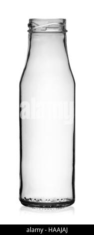 Empty transparent glass bottle without lid isolated on white background Stock Photo