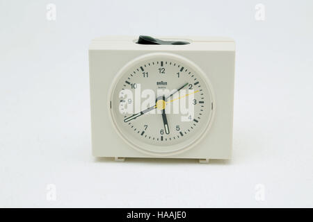 Braun Analogue Travel Alarm Clock Stock Photo