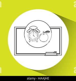 education concept blackboard with clock apple vector illustration eps 10 Stock Vector