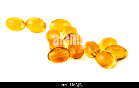 Vitamin E capsules on white Stock Photo
