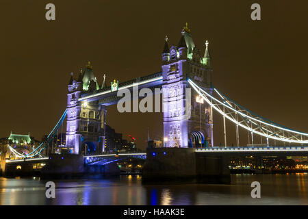 Tower Bridge, at Night from the South Bank, London, England, UK Stock Photo