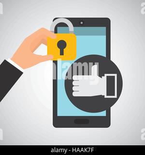 smartphone hand like money security vector illustration eps 10 Stock Vector