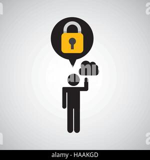 security internet cloud silhouette man vector illustration eps 10 Stock Vector