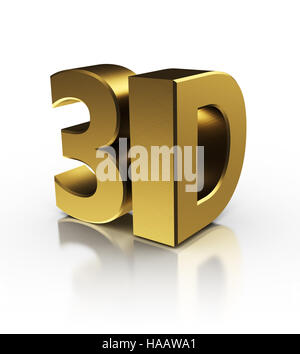 3d symbol over white background, golden colors Stock Photo