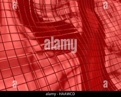 abstract 3d illustration of red plastic tiles background Stock Photo