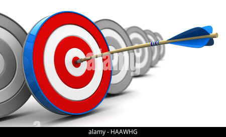 3d illustration of right target hit concept Stock Photo