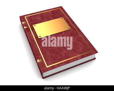 3d illustration of book with golden and leather cover Stock Photo