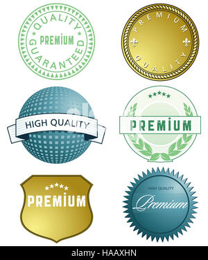 Gold Seal of Approval and emblems Stock Photo