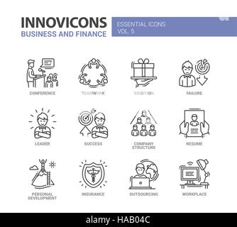 Business and fnance line design icons set Stock Vector