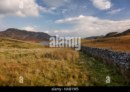 The smaller of two lakes at Cregennan Lakes Stock Photo