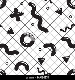 Vector seamless pattern in pointillism, memphis, 80s, 90s style Stock Vector