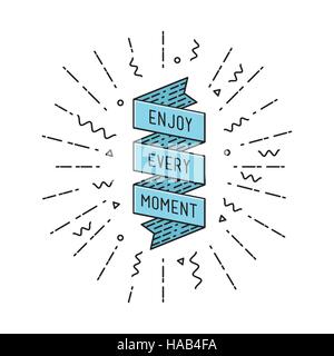 Enjoy every moment, flat design thin line banner Stock Vector