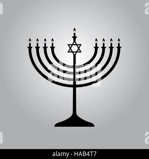 Menorah for Hanukkah,  illustration. Religion icon. Silhouette Flat style Stock Vector
