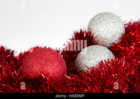 Christmas decorations on white background. Stock Photo