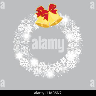 vector illustration of a Christmas wreath with bells Stock Vector